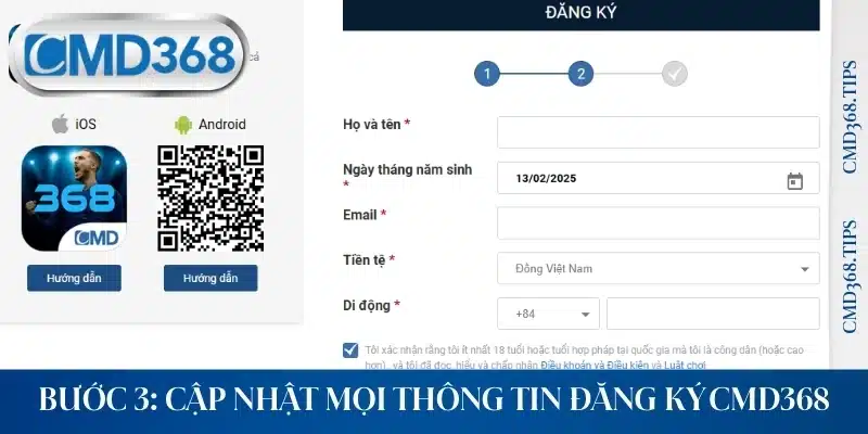 Bước 3: Cập nhật mọi thông tin đăng ký CMD368