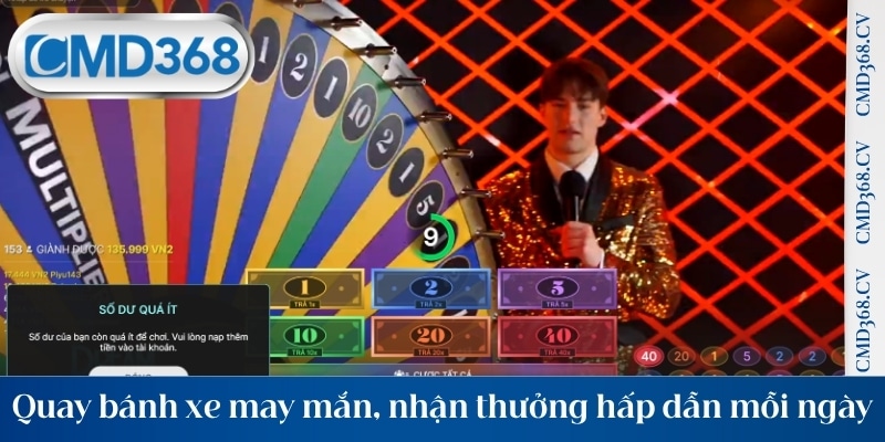 Quay bánh xe may mắn, nhận thưởng hấp dẫn mỗi ngày